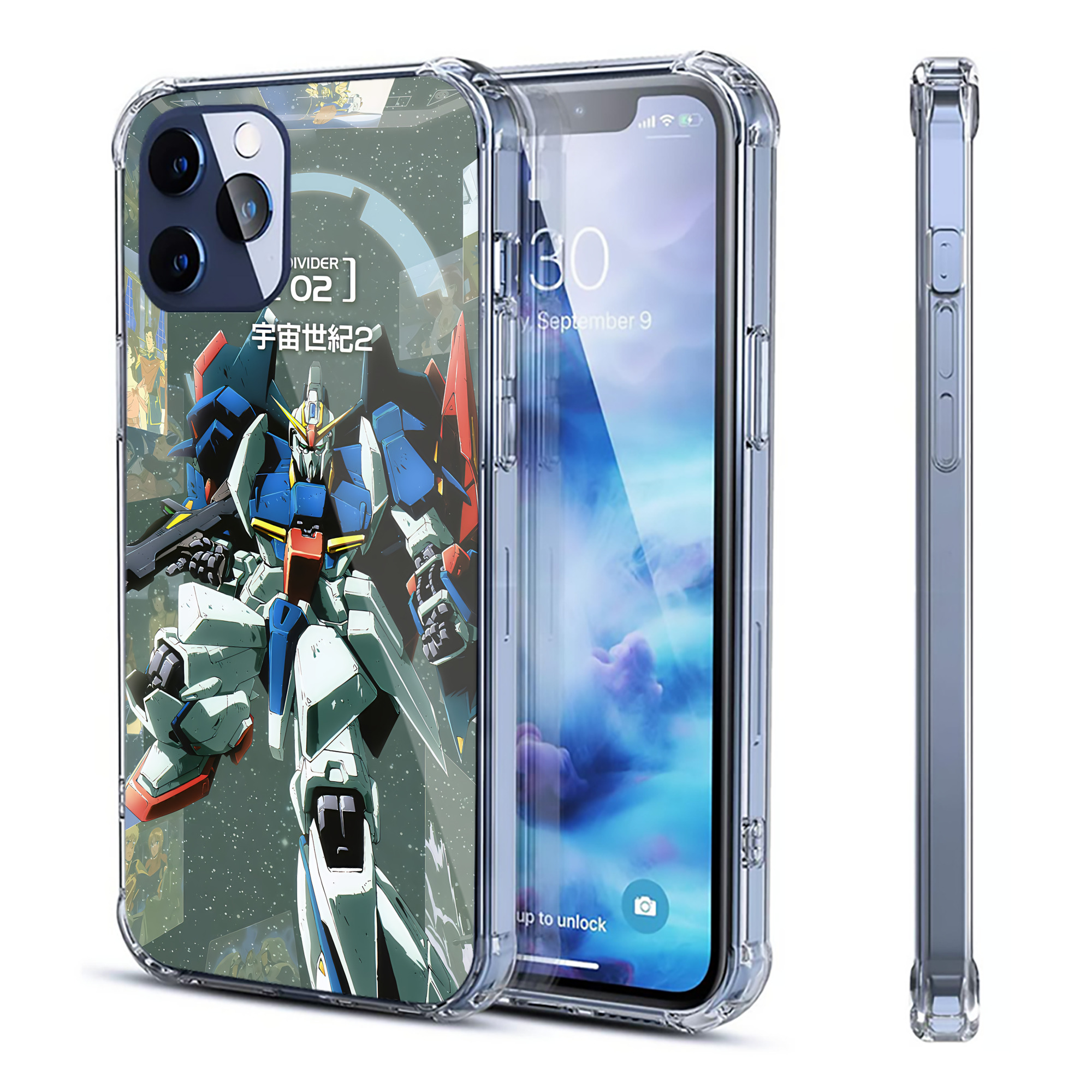 （画像用） 機動戦士ガンダム Mobile Suit Gundam 【iPhone 12シリーズ対応】透明スマホケース（クリアソフトケース）